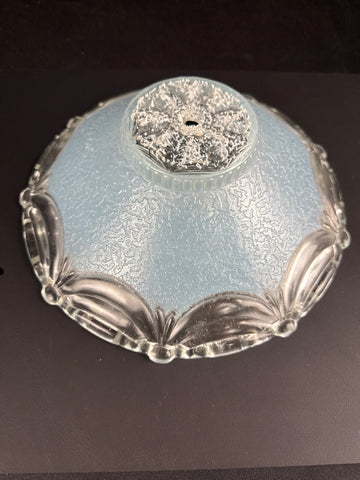 Vtg Art Deco Baby Blue Glass Ribbon Pattern Ceiling Shade