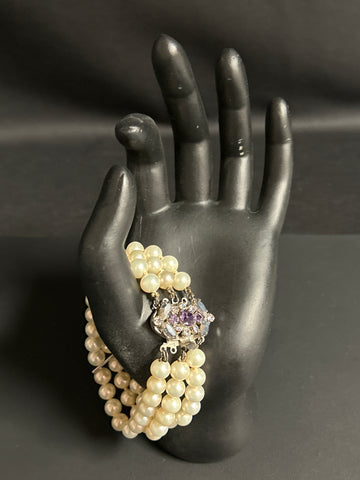 Vintage Triple Strand Faux Pearl Bracelet