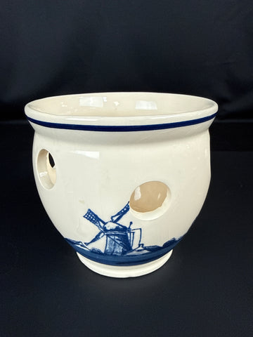 Delft Blue Bulb Planter Jar Windmill and Boat Design