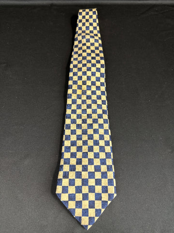Ermenegildo Zegna 110% Silk Blue & Gold Checkered Tie