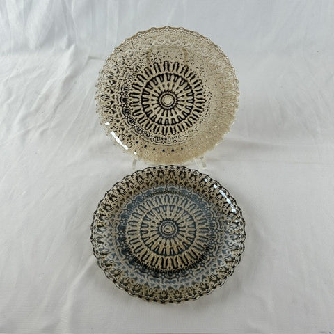 VTG Black and White Swirl Trilogy Glass Plates