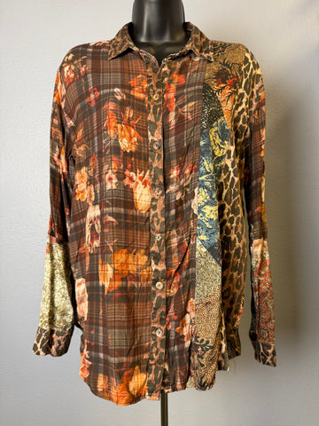 Johnny Was Octave Floral Print Patchwork Mix Blouse