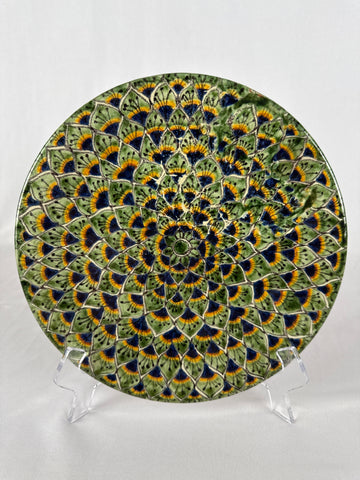VTG Mexican Pottery Peacock Pattern Plate