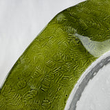Set of 6 recycled glass dishes with green rim