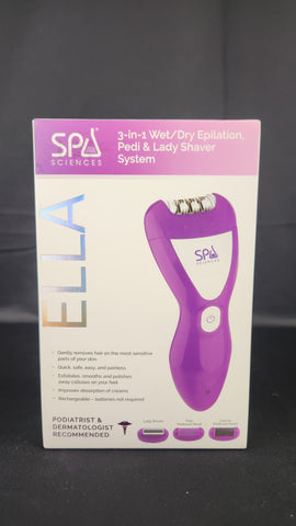 NIB ELLA SPA SCIENCES 3-in-1 Wet/Dry Epilation, Pedi and Lady Shaver System NIB