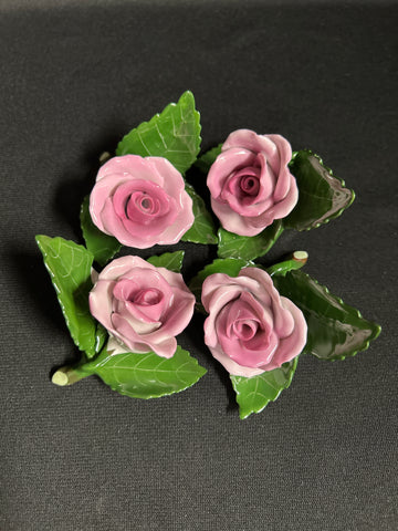 Four Herend Porcelain Pink Rose Placeholders