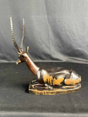Hand-Carved Gazelle Sculpture.