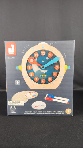 NIB Janod Children's Learning Eco-Wood Clock