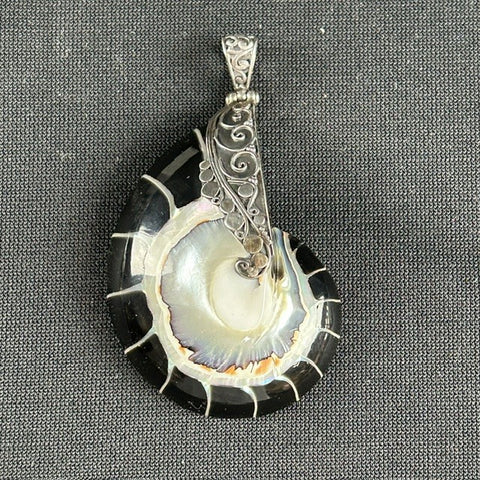 Nautilus Shell Sterling Silver Pendant