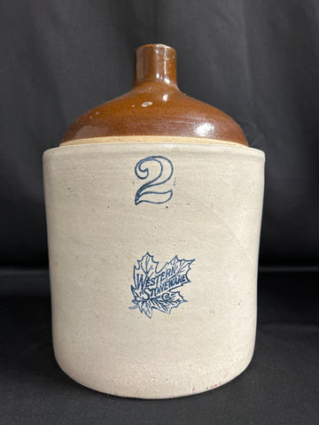 Western Stoneware Salt Glazed Whiskey Jug 2Gallon