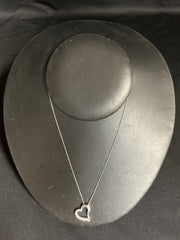 14K CZ White Gold Sterling Heart 16