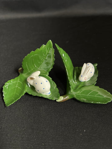 2 Herend Porcelain Rabbit/Bunny Placeholders