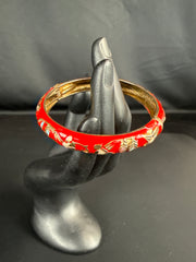 Floral Enamel Gold-Tone Bangle