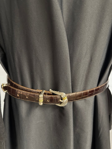 Brighton Croc-Embossed Leather Belt
