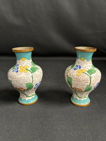 MCM Set of Two Chinese Cloisonne Miniature Vases