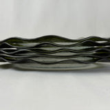 Set of 6 recycled glass dishes with green rim
