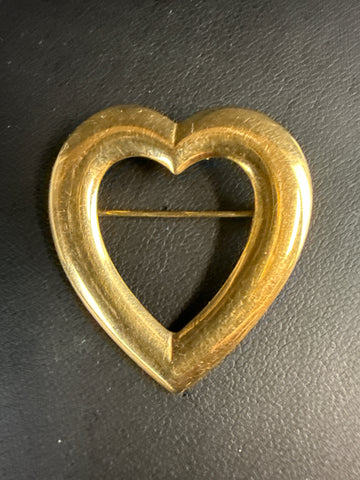 VTG 14K Gold Open Heart Brooch
