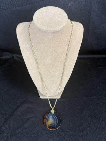 Brown and Black Agate Slice Necklace