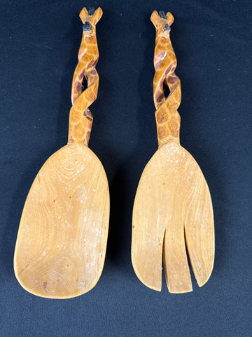 Giraffe Wooden Salad Servers