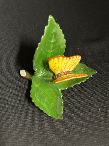Herend Porcelain Yellow Butterfly Place Card Holders