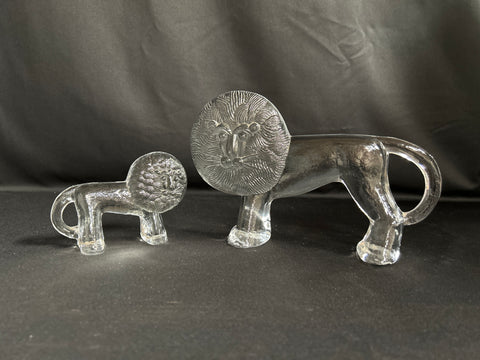 Two VTG Kosta Boda Glass Lion Figurines Erik Hoglund