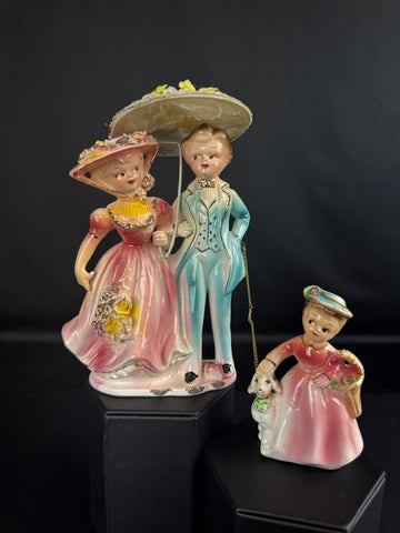 Vtg Arnart Erich Stauffer Courting Couple Family Parasol