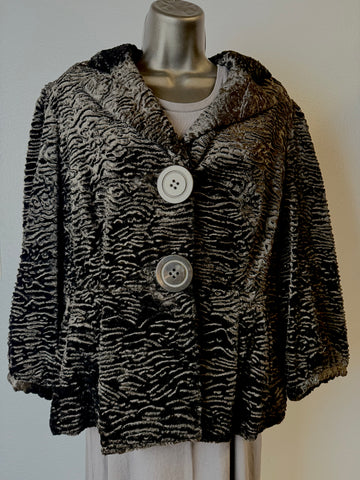Alberto Makali Black Faux Persian Lamb Jacket
