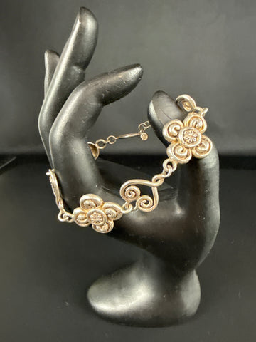 VTG JM Flower Sterling Silver Bracelet