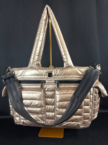 Think Royln Two Faced Reversible Puffer Tote Gold