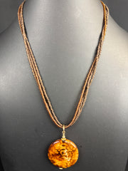 Jasper Pendant on Glass Beads Necklace