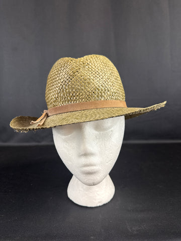 Borsalino Geniune Raffia Panama-Style Hat Olive S