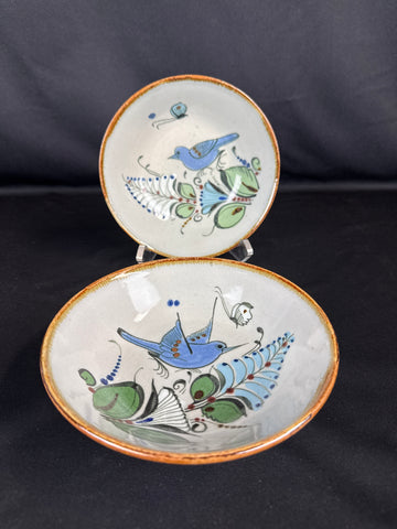 VTG Ken Edwards Tonala Mexico Blue Bird Ceramic Bowls