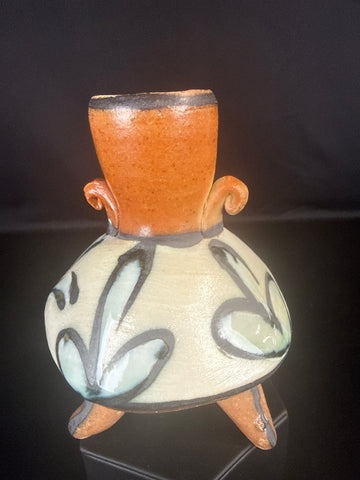 VTG Suze Lindsay Fork Mountain Pottery Tripod Legged Bud Vase