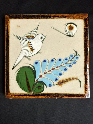 VTG Ken Edward Painted Ceramic Mexican Bird Tile