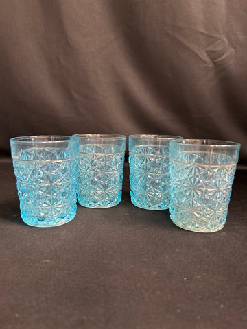 Four VTG Daisy & Button Clio Blue Tumbler Glass