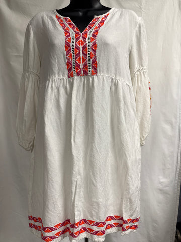 Tommy Bahama St. Lucia White Linen Embroidered Dress, Sz S