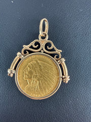 1914-D 2.50 Gold Indian Quarter Eagle Necklace