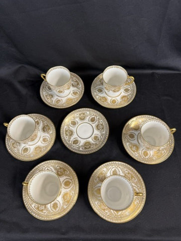 Limoges Demitasse with White Gold trim set of 6