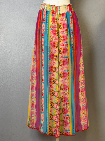 Johnny Was Mariah Ikat Print Pants Boho Wide Leg XS