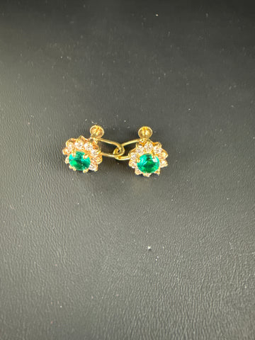 Gold Plated Faux Emerald Earrings