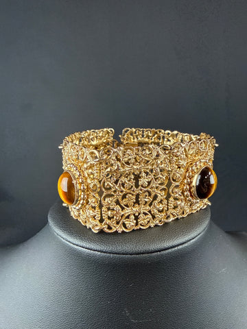 VTG MCM Napier Gold Vermeil Tiger Eye Bracelet