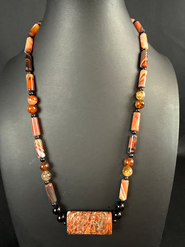 Boho Carnelian & Onyx Agate Necklace