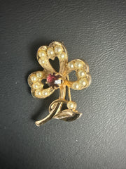 VTG. Cloverleaf Gold-tone Brooch