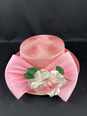 Frederick Fox Boutique Pink Floral Straw Hat M